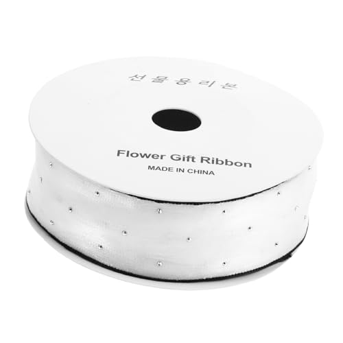 VILLFUL Rhinestone Chiffonband mit Flockierten Kanten Breit Yards Weiß Glitzerndes Organza Satinband für Hochzeitsdekoration Geschenkverpackung DIY Blumenarrangements und Festtagsfeiern von VILLFUL