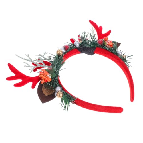 VILLFUL Rotes Weihnachts-hirschgeweih Haarreif Damen Mädchen Leichtes Bequemes Rentier-ohren Stirnband für Weihnachtsfeier Familienfest Vielseitiges Kostüm-accessoire Einfache Anwendung von VILLFUL