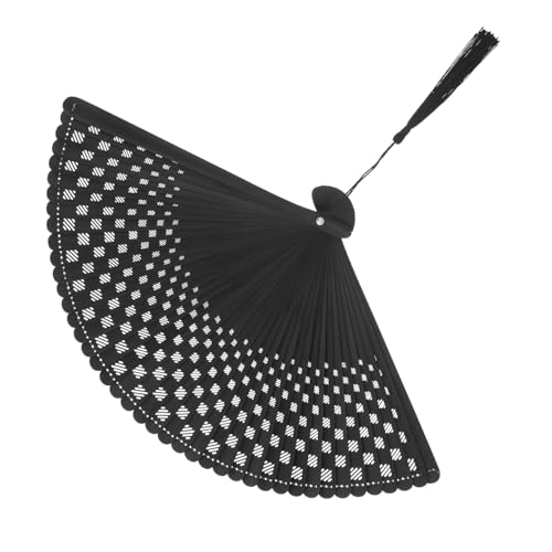 VILLFUL Schwarzer Faltbarer Handfächer mit Filigranem Hohlschnitt Design Leichter Klassischer Chinesisch Japanischer Vintage Fächer für Tanz Hochzeit Fotografie und Kulturelle Dekoration von VILLFUL