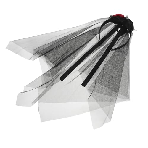 VILLFUL Schwarzes Netzschleier Haarband mit Rosenblüte Dekoratives Halloween Party Accessoire Stabiler Braut Kopfschmuck für Tag der Toten Komfortabel und Vielseitig für Gothic Kostüme von VILLFUL