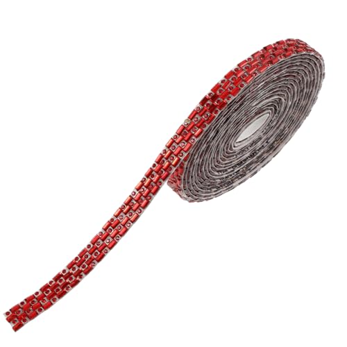 VILLFUL Selbstklebendes Strassband Rot Yards Glitzer Rhinestone Streifen für Diy Handwerk Hochzeitskleider Dekoration von Kleidung und Heimtextilien Einfach Anzubringen Stark Haftend von VILLFUL