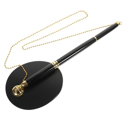 VILLFUL Sicherer Schreibtisch Kugelschreiber mit Kette und Stifthalter Langlebiger Abs und Geschmeidiges Schreiben für Büro und Geschäft Schwarzes Design mit Goldfarbenen Akzenten VILLFUL Sicherer Schreibtisch Kugelschreiber mit Kette und Stifthalter Langlebiger Abs und Geschmeidiges Schreiben für Büro und Geschäft Schwarzes Design mit Goldfarbenen Akzenten von VILLFUL