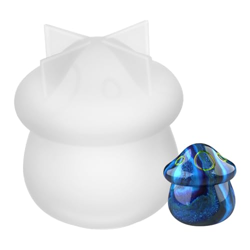 VILLFUL Silikonform Pilz Aufbewahrungsbox Klein mit Deckel Diy Epoxidharz Form für Resin Kunst Leicht Kompakt Antihaftbeschichtet Charmantes Pilzdesign für Kreative Bastelprojekte von VILLFUL