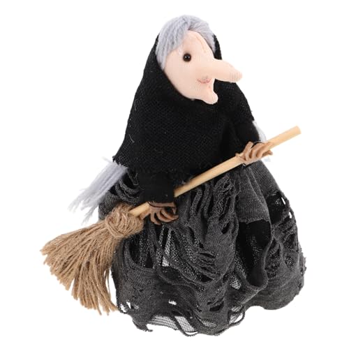 VILLFUL Spukige Halloween Hexenpuppe mit Besenstiel Wetterfeste Stofffigur Realistisches Baumspitzen-dekor Faszinierende Hexenornamente für Gruselige Party Wohnraumgestaltung von VILLFUL