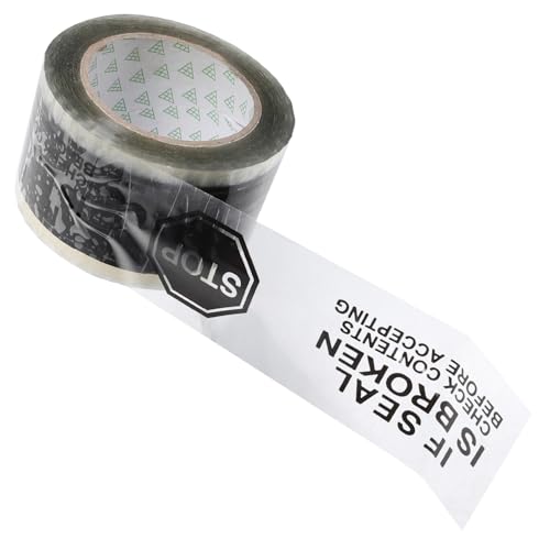 VILLFUL Stop Sign Klebeband Transparenter Basis mit Schwarzem Selbstklebendes Warnband für Sicheres Verpacken Manipulationssicher für Versand und Kleine Unternehmen von VILLFUL