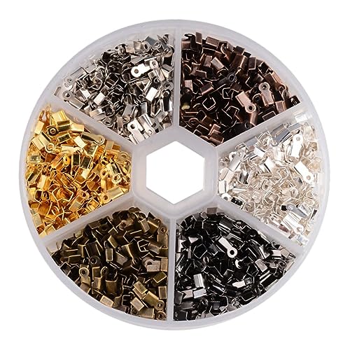 VILLFUL Teiliges Iron Cord Ends für DIY Schmuckherstellung Bunte Kabelendhülsen aus Metall Schmuckzubehör mit Organizerbox für Armband Halskettenreparatur VILLFUL Teiliges Iron Cord Ends für DIY Schmuckherstellung Bunte Kabelendhülsen aus Metall Schmuckzubehör mit Organizerbox für Armband Halskettenreparatur von VILLFUL