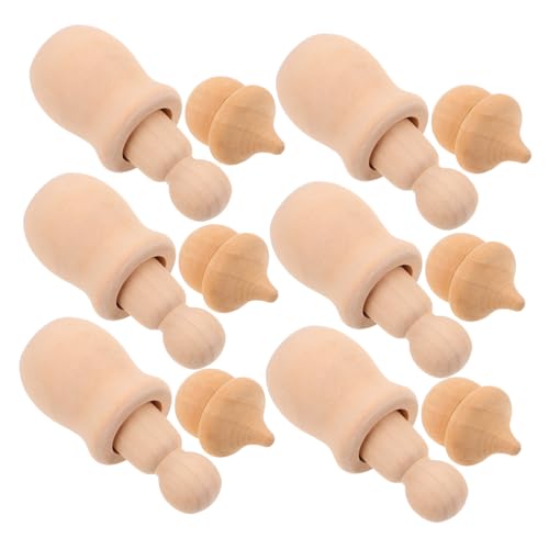 VILLFUL Unlackierte Holzpuppen Unfertige Holz-Nuss-figuren für DIY Malen Herbst-deko Thanksgiving Bastelbedarf Sichere Holzfiguren für Familienprojekte von VILLFUL