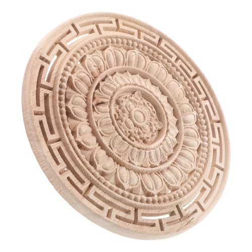 VILLFUL Unlackierte Runde Holzapplikation Mandala Blume Holzschnitzerei Möbeldekor Wiederverwendbar für Schrank Kommode Bett Wand Europäischer Stil VILLFUL Unlackierte Runde Holzapplikation Mandala Blume Holzschnitzerei Möbeldekor Wiederverwendbar für Schrank Kommode Bett Wand Europäischer Stil von VILLFUL