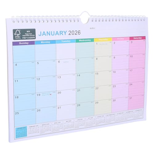 VILLFUL Wandkalender 2026–2027: 18-Monats-Planer, Notizblock, Januar 2026 bis Juni 2027, Monatskalender zum Aufhängen mit markierten Feiertagen für Zuhause, Schule und Arbeit von VILLFUL