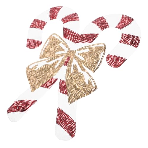 VILLFUL Weihnachtliche Stoffapplikationen Candy Cane Pailletten Aufnäher Selbstklebend Zum Aufbügeln Für Kleidung Hüte DIY Festliche Dekoration Weihnachten von VILLFUL