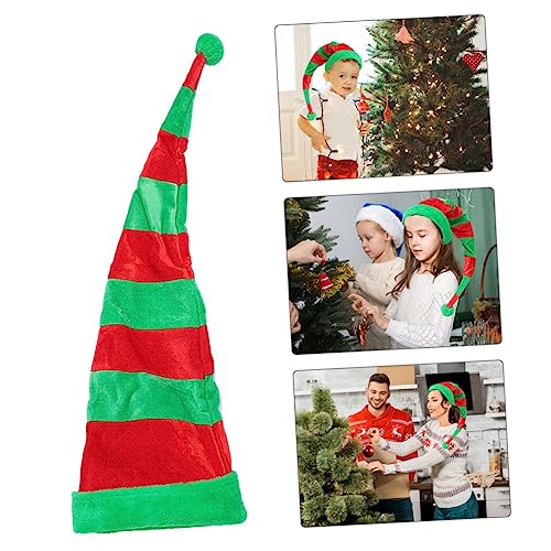 VILLFUL Weihnachtliche Zipfelmütze mit Pompon Rot Grün Gestreift Lustiger Partyhut für Erwachsene und Kreatives Kostüm Accessoire und Festlicher Foto Requisit für Weihnachtsfeiern von VILLFUL