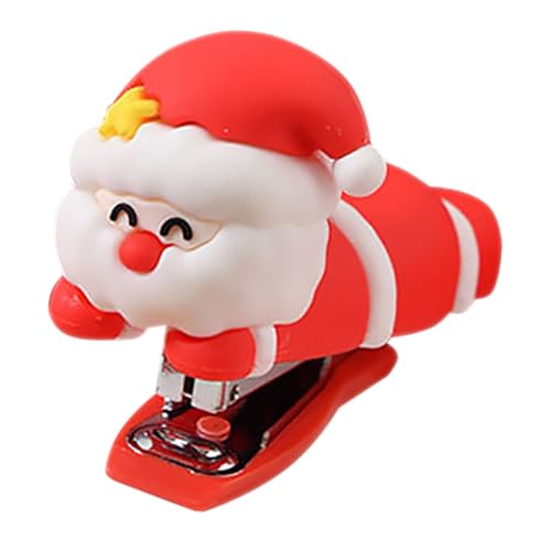 VILLFUL Weihnachtlicher Mini Heftgerät im Cartoon Stil Tragbarer Schreibtischhefter für Büro und Schule Niedlicher Heftgerät für Festliche und Einfache Handhabung von VILLFUL