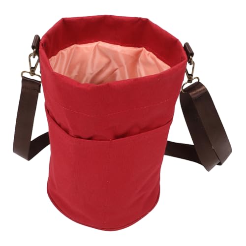 VILLFUL Yarn Organizer Tragbare Stricktasche Für Wolle Multifunktionale Näh Häkelzubehör Aufbewahrung Praktische Tasche Für Stricknadeln Und Zubehör Rote Rundtasche von VILLFUL