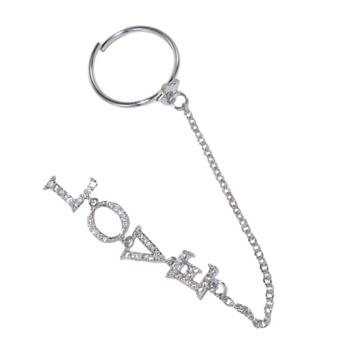 VILLFUL Zircon Nail Art Charms mit Love Kette Silberfarbene Nageldekoration für DIY Maniküre Eleganter Schmuck für Fingernägel Modische Nail Chain Decor für Partys und Festivals von VILLFUL