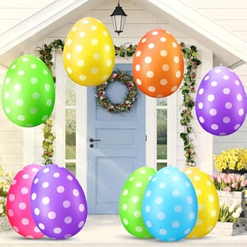 VIMAZ Osterdeko Outdoor, 40 cm Riesige Osterei-Dekorationen für den Außenbereich für Schaufenster, Warenpräsentation, Garten für Garten, Rasen, Party (6 Stück) von VIMAZ