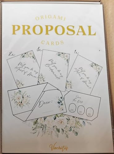 Origami-Karten für Brautjungfernantrag – Blumenmädchen & Brautjungfer Einladungs-Set – Perlglanz-Papier mit Faltanleitung & Video – Einzigartige Geschenk-Box-Idee für Brautparty von VINCHOTAS