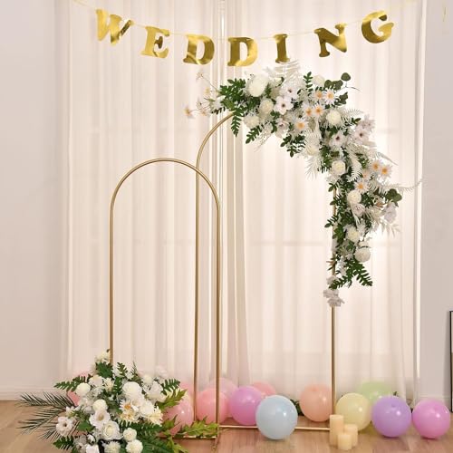Hochzeit Bogen Hintergrund Stand für Parteien, Ballon Bogen Stand, Hochzeit für Zeremonie, Metall Hintergrund Stand für Braut Baby Duschen, Geburtstag Party Dekoration Türrahmen Gold(1.5M,1.8M) von VINCIGANT