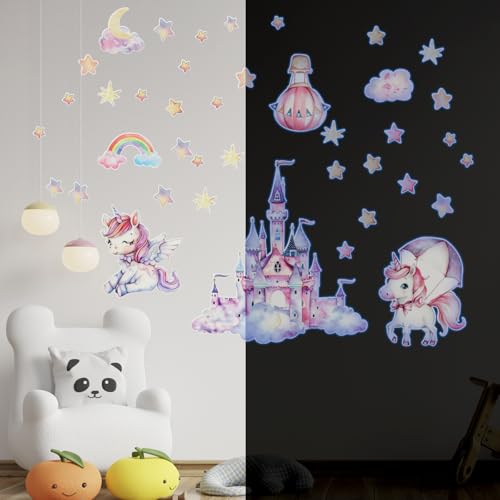 VINEST Einhorn Leuchtsterne Kinderzimmer Deko, Wandtattoo Kinderzimmer Mädchen, Blau Leuchtsterne Selbstklebend Wandsticker, Regenbogen Wandaufkleber Kinderzimmer Fluoreszierend für Babyzimmer VINEST Einhorn Leuchtsterne Kinderzimmer Deko, Wandtattoo Kinderzimmer Mädchen, Blau Leuchtsterne Selbstklebend Wandsticker, Regenbogen Wandaufkleber Kinderzimmer Fluoreszierend für Babyzimmer von VINEST