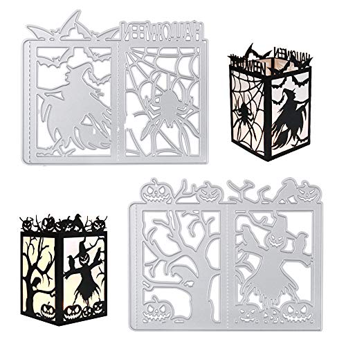 VINFUTUR 2 Stk Stanzschablonen Halloween Hexe und Kürbis Prägeschablonen, Metall Prägeschablonen Laternen Stanzmaschine Schablonen Stanzformen Schneiden für Scrapbooking Karten Sammelalbum Deko von VINFUTUR