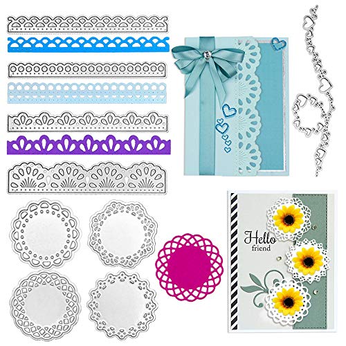 VINFUTUR 3 Set Stanzschablonen Rand Spitze Blumen Stanzschablone Herz Randverzierung Stanzformen Randstanzen Prägeschablonen für DIY Karte Sammelalbum Scrapbooking Fotoalbum Deko Cutting Dies von VINFUTUR