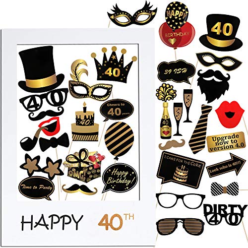 VINFUTUR 40.Jahre Geburtstagsfeier Fotorequisiten 36pcs, Geburtstag Party Foto Booth Requisiten DIY Photobooth Fotostand Fotoautomat Fotorahmen Party Zubehör Geburtstagdeko VINFUTUR 40.Jahre Geburtstagsfeier Fotorequisiten 36pcs, Geburtstag Party Foto Booth Requisiten DIY Photobooth Fotostand Fotoautomat Fotorahmen Party Zubehör Geburtstagdeko von VINFUTUR