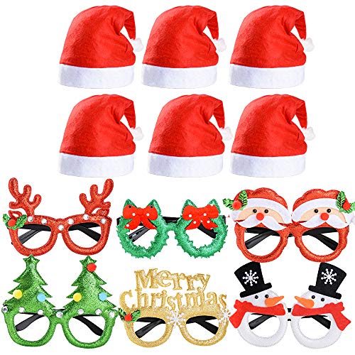 VINFUTUR 6 Stück Weihnachten Brillen Rahmen + 6 Stück Weihnachtsmützen für Erwachsene und Kinder - Lustige Weihnachtsbrillen Fotorequisiten Weihnachten Party Kostüm Dekoration VINFUTUR 6 Stück Weihnachten Brillen Rahmen + 6 Stück Weihnachtsmützen für Erwachsene und Kinder - Lustige Weihnachtsbrillen Fotorequisiten Weihnachten Party Kostüm Dekoration von VINFUTUR