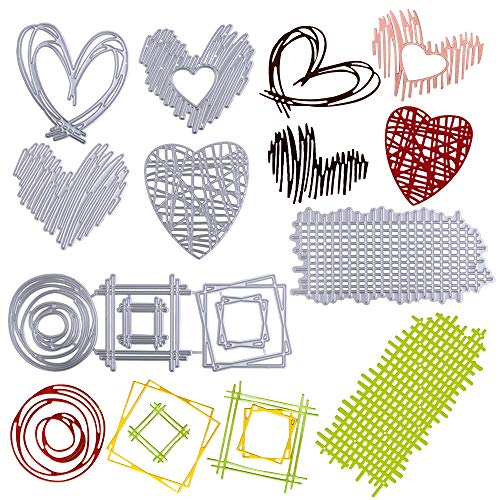 VINFUTUR 8 Stk Stanzschablonen Herz Geometrie Stanzformen Liebe Prägeschablonen für DIY Karte Sammelalbum Scrapbooking Fotoalbum Deko Cutting Dies von VINFUTUR