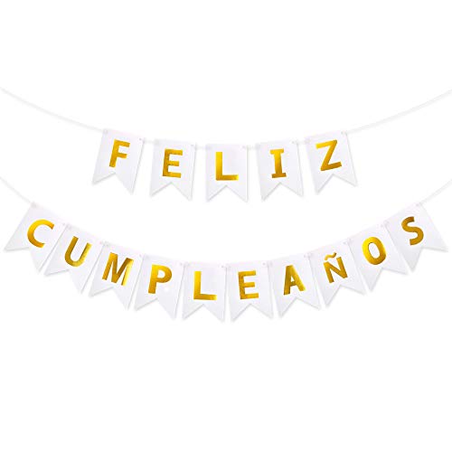 VINFUTUR Feliz Cumpleaños Banner Spanisch Happy Birthday Girlande von VINFUTUR