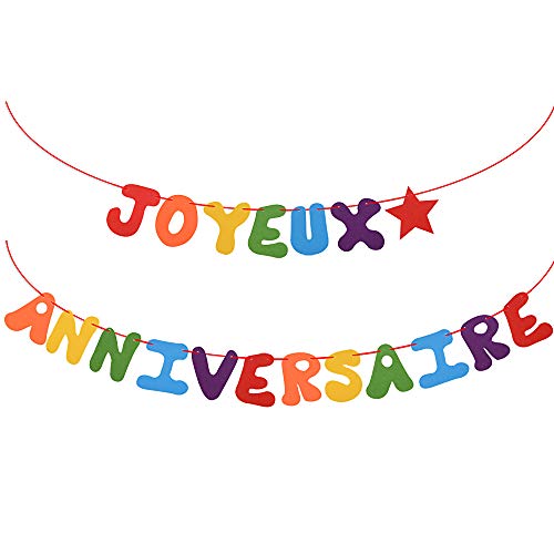 VINFUTUR Joyeux Anniversaire Banner Französische Girlande für Geburtstag Party Deko von VINFUTUR