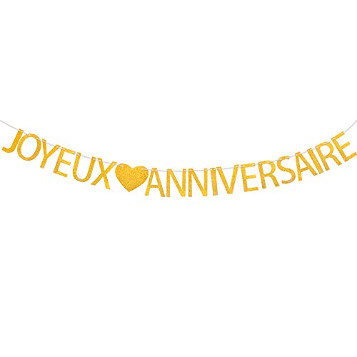 VINFUTUR JOYEUX ANNIVERSAIRE Banner Französische Girlande für Geburtstag Party Deko von VINFUTUR