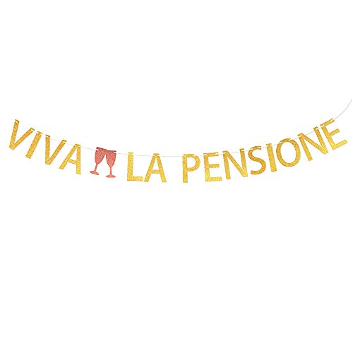 VINFUTUR Viva La Pensione Banner Italienisch Ruhestand Girlande für Retirement Abschiedsfeier von VINFUTUR