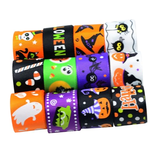 VINTORKY 12 Stück Teiliges Halloween Ripsband Set Breit mit Kürbis Geist und Hexenmuster Vielseitig für Geschenkverpackungen Partydeko und DIY Bastelprojekte VINTORKY 12 Stück Teiliges Halloween Ripsband Set Breit mit Kürbis Geist und Hexenmuster Vielseitig für Geschenkverpackungen Partydeko und DIY Bastelprojekte von VINTORKY