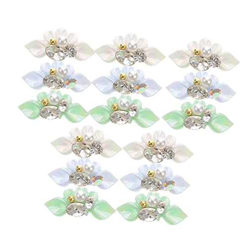 VINTORKY 15 Stück Nail Charms Blumen Nagelverzierung aus Harz mit Perlen und Kristallen für Diy Nagelkunst für Zuhause und Nagelsalons von VINTORKY