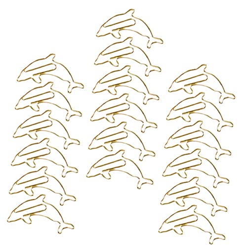 VINTORKY 18 Stück Teiliges Metall Papierklammern im Kreativen Cartoon Design Goldene Delfine für Büro und Praktische und Dekorative Büroklammern von VINTORKY