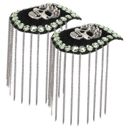 VINTORKY 2 Stück Punk Epauletten mit Quasten und Schädel-design Robuste Schulterklappen für Kostüme Bühnenauftritte und Halloween Einfache Anbringung Auffällige Modeaccessoires von VINTORKY