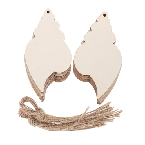 VINTORKY 20 Stück Teiliges Set Unvollendete Holz Dekorationen Blanke Conch Holzornamente zum Bemalen Leichtes Glattes Holz für Diy Stranddekor für Küsten und Meeresmotive von VINTORKY