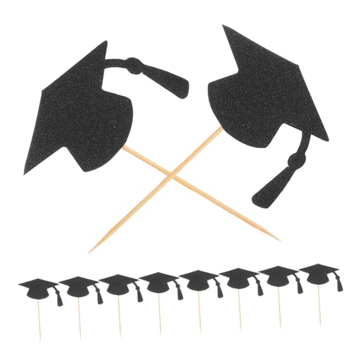 VINTORKY 24 Stück Teiliges Graduation Cupcake Topper mit Schwarzen Abschlusskappen Kreative Tortendeko für Abschlussfeier Einfach zu Verwenden für Graduation Season Party und Fotomomente von VINTORKY