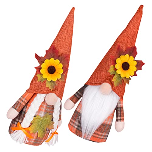 VINTORKY 2Stücke Ernte GNOME Puppe mit Sonnenblumen Design Gesichtslose Figur für Thanksgiving und Erntedankfest für Freunde von VINTORKY