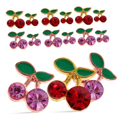 VINTORKY 32 Stück Nagel Charms mit Strass Kirsch Nageldesign Schmuck für Kreative DIY Nail Art für Professionelle und Private Nutzung von VINTORKY