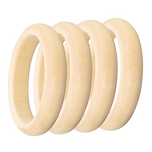 VINTORKY 4 Stück Holzarmbänder Unvollendete Holzringe für DIY Bastelarbeiten Natürliche Runde Holzarmreifen für Kreative VINTORKY 4 Stück Holzarmbänder Unvollendete Holzringe für DIY Bastelarbeiten Natürliche Runde Holzarmreifen für Kreative von VINTORKY