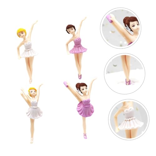 VINTORKY 4 Stück Teiliges Ballerina Tortendeko Niedliche Dessert Ornamente in Weiß und Umweltfreundliche Geburtstags Party Deko Langlebige Kuchenfiguren für Festliche Anlässe von VINTORKY