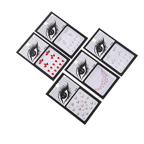 VINTORKY 5 Blätter gesicht strass aufkleber tischläufer weihnachten rolf zuckowski weihnachten gems Basteln Gesichts-Glitzer-Aufkleber Edelsteine ​​für Make-up Gesicht Strasssteine Acryl von VINTORKY