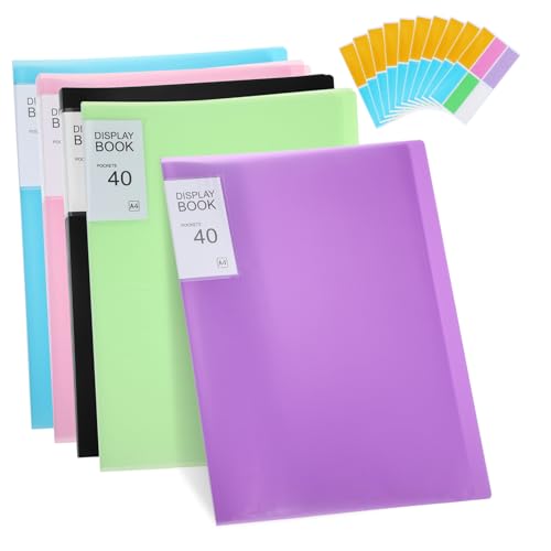 VINTORKY 5 Präsentationsmappe mit Hüllen pro Ordner Transparente Kunststofftaschen mit Etiketten für Schule Büro Großer Stauraum Tragbares Portfolio für Dokumentenorganisation VINTORKY 5 Präsentationsmappe mit Hüllen pro Ordner Transparente Kunststofftaschen mit Etiketten für Schule Büro Großer Stauraum Tragbares Portfolio für Dokumentenorganisation von VINTORKY