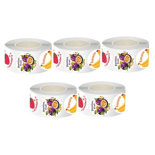 VINTORKY 5 Rollen Fruchtaufkleber Selbstklebend Stark Haftend Rund Realistische Obstmotive Vielseitige Food Labels Für Verpackung Scrapbooking Lehrer Belohnung VINTORKY 5 Rollen Fruchtaufkleber Selbstklebend Stark Haftend Rund Realistische Obstmotive Vielseitige Food Labels Für Verpackung Scrapbooking Lehrer Belohnung von VINTORKY