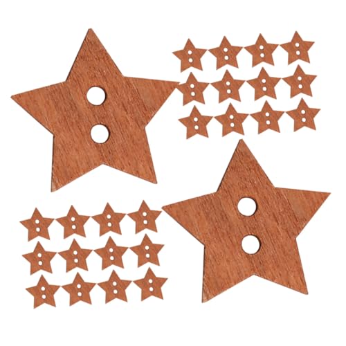 VINTORKY 50 Stück Vintage Holzknöpfe Fünfkantstern Naturholz Knöpfe mit Löchern für Nähen Basteln DIY Handarbeit Dekoration Kleine Knöpfe für Kleidung Zubehör von VINTORKY