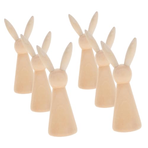 VINTORKY 6 Stück Hölzerne Hasenstatue Unvollendete Osterdekorationen Für Jungen Und Mädchen VINTORKY 6 Stück Hölzerne Hasenstatue Unvollendete Osterdekorationen Für Jungen Und Mädchen von VINTORKY