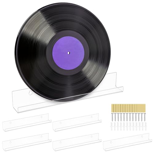 VINTORKY 6 Stück Teiliges Transparentes Wandregal für Schallplatten Vinyl Display Halter Sicheren Aufbewahrung und Präsentation von Alben Wohnzimmer Schlafzimmer und von VINTORKY