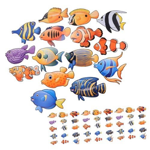 VINTORKY 60 Stück Teiliges Tropische Fische Papier Bunte Doppelseitig Bedruckte Meerestiere Klassenzimmer Wanddeko Diy Basteln Bulletin Board Zubehör von VINTORKY