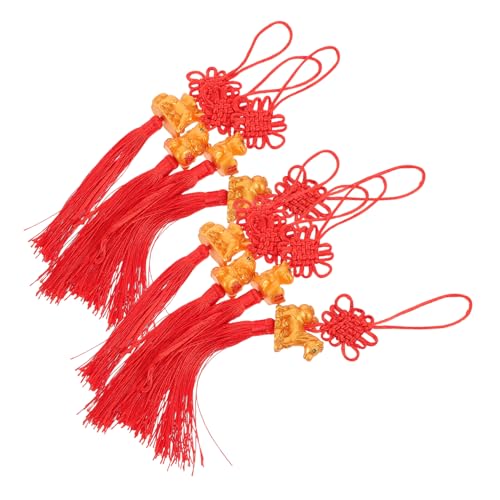 VINTORKY 8 Stück Teiliges Chinesisches Knoten Ornament Jahr des Pferdes Glücksanhänger mit Roten Quasten Traditionelles Feng Shui für Frühling Festival Geldbaum und Vielseitige Neujahrsdeko von VINTORKY