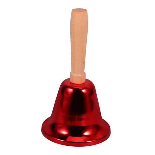 VINTORKY Handglocke mit Holzgriff Laute Metall-klingel für Service und Unterricht Kompakte Handklingel Vielseitig als Weihnachtsglocke Lehrer Hochzeitsglocke Roter Metallkörper von VINTORKY